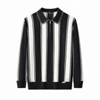 Vanguard Stripe Knit Polo LS BLACK