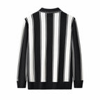 Vanguard Stripe Knit Polo LS BLACK