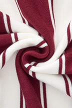 Vanguard Stripe Knit Polo LS WINE