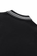 Monarch Tipped Collar Knit Polo LS BLACK
