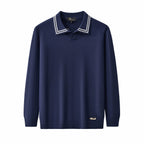 Monarch Tipped Collar Knit Polo LS NAVY