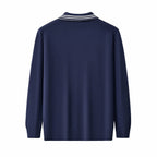 Monarch Tipped Collar Knit Polo LS NAVY