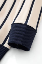 Imperial Stripe Knit Polo LS IVORY