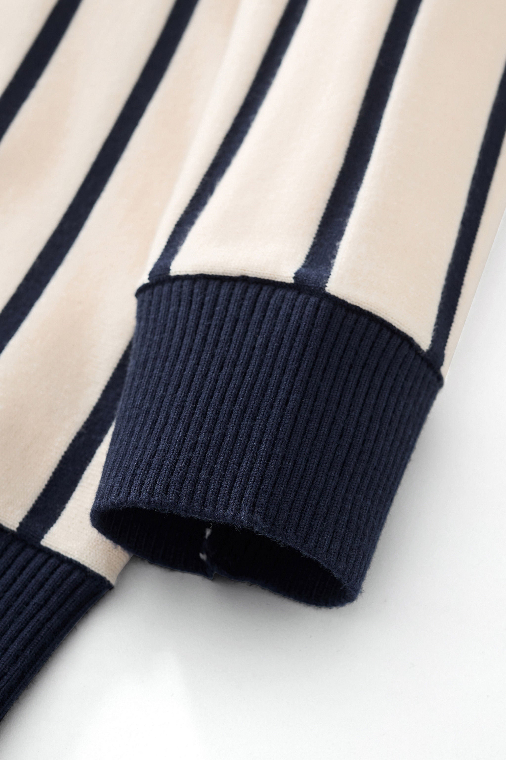 Imperial Stripe Knit Polo LS IVORY