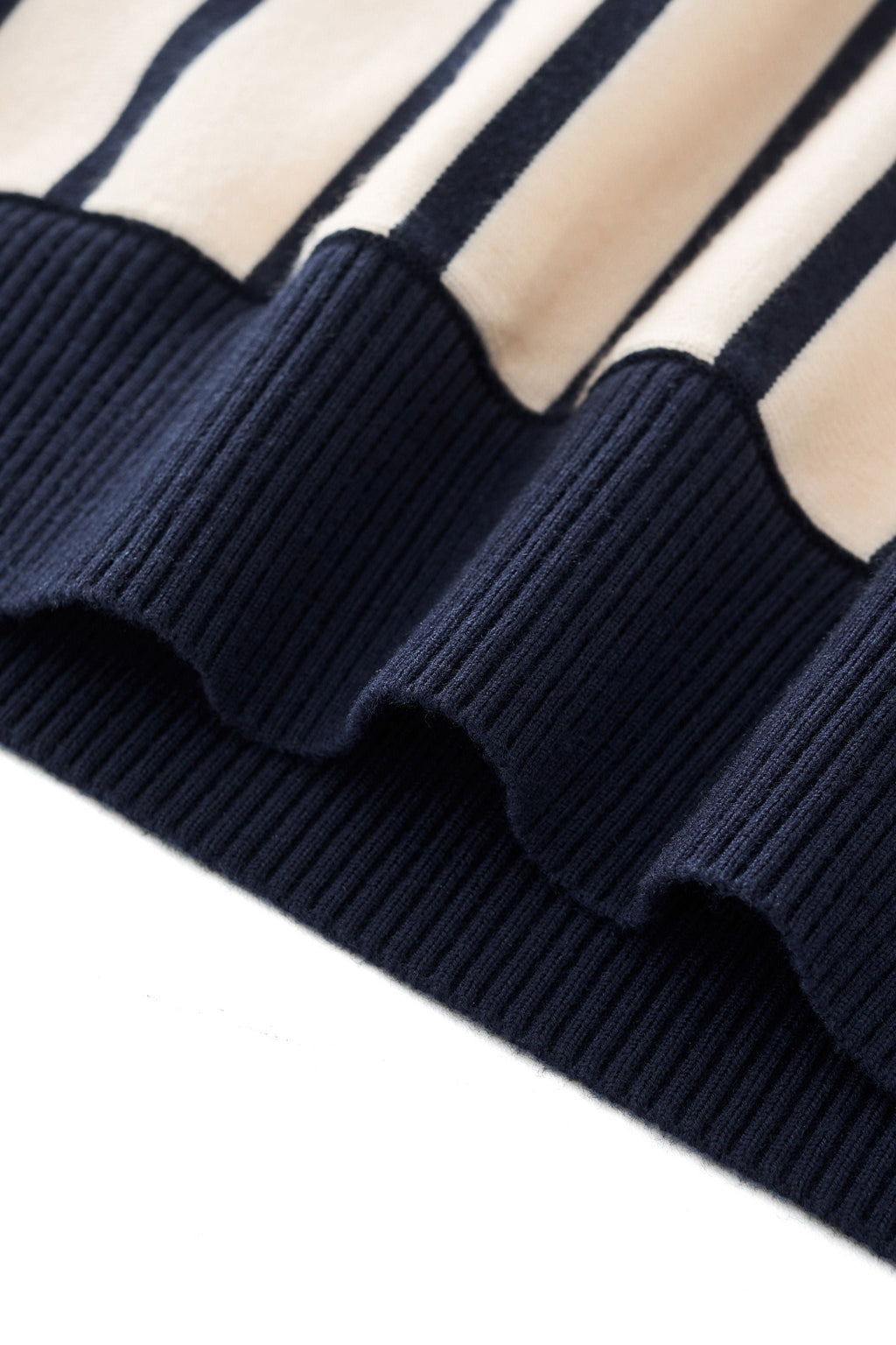 Imperial Stripe Knit Polo LS IVORY