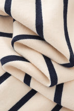 Imperial Stripe Knit Polo LS IVORY
