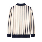 Imperial Stripe Knit Polo LS IVORY