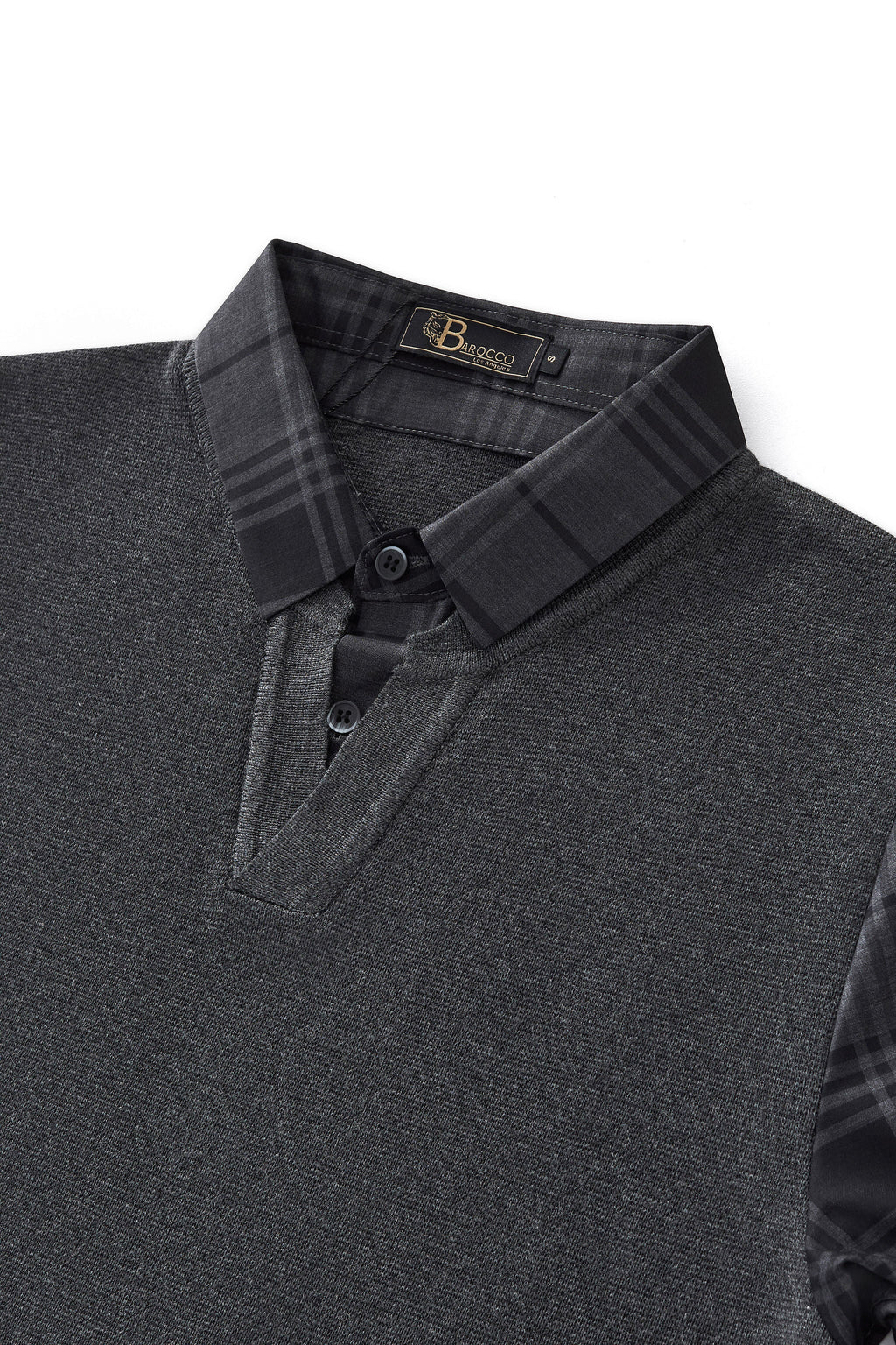 Dual-Layer Knit Fusion LS Sweater Shirt GREY