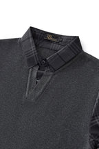 Dual-Layer Knit Fusion LS Sweater Shirt GREY