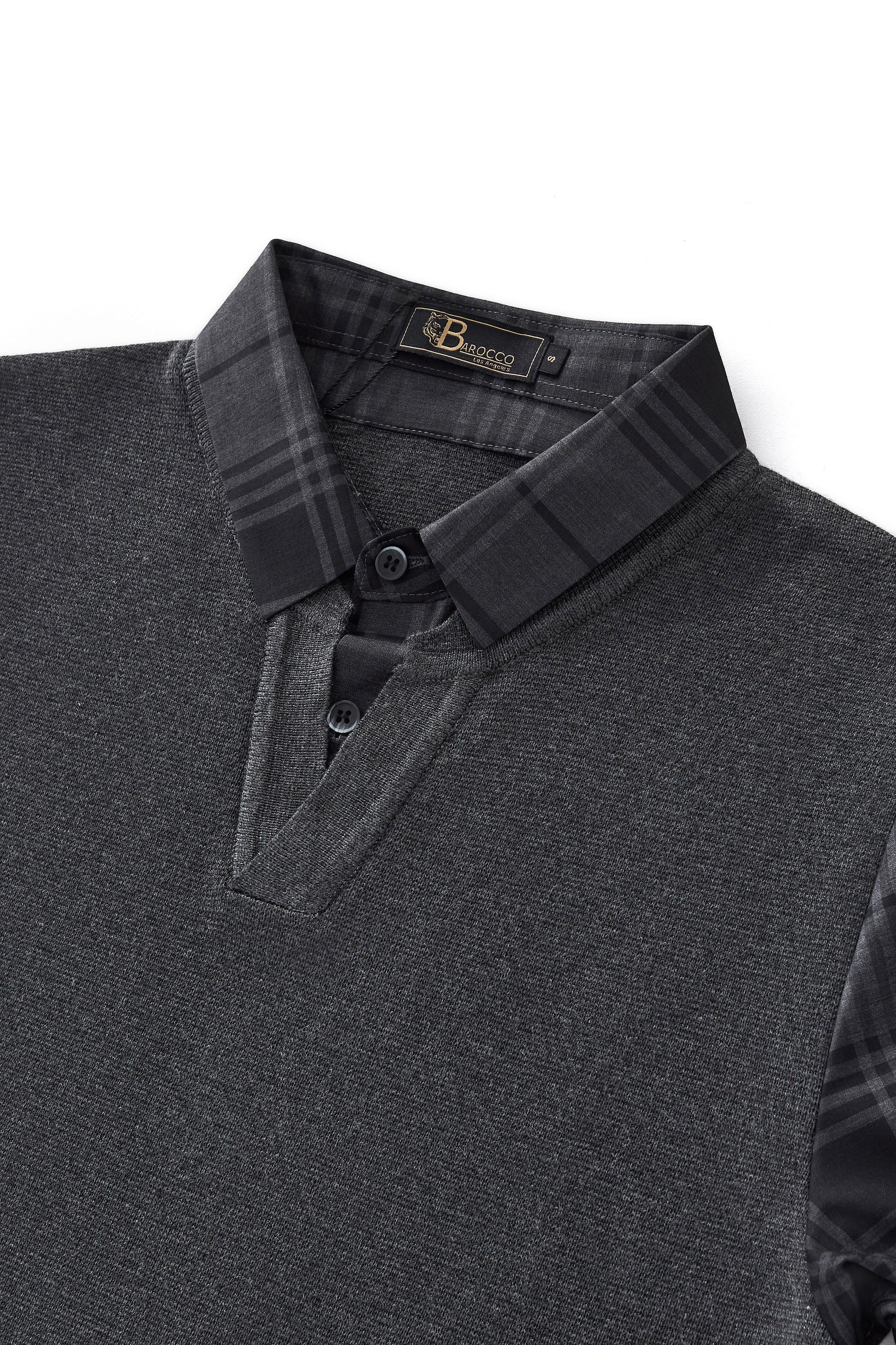 Dual-Layer Knit Fusion LS Sweater Shirt GREY