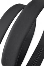 Flat Leather Auto Buckle Belt BLACK/BLACK