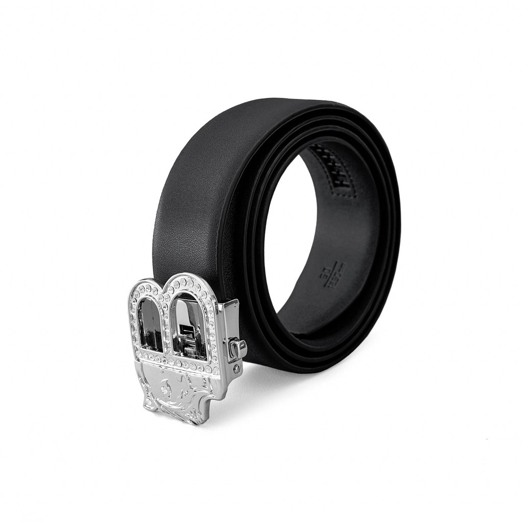 Flat Leather Auto BKL Belt – Silver Ed. SILVER/BLACK
