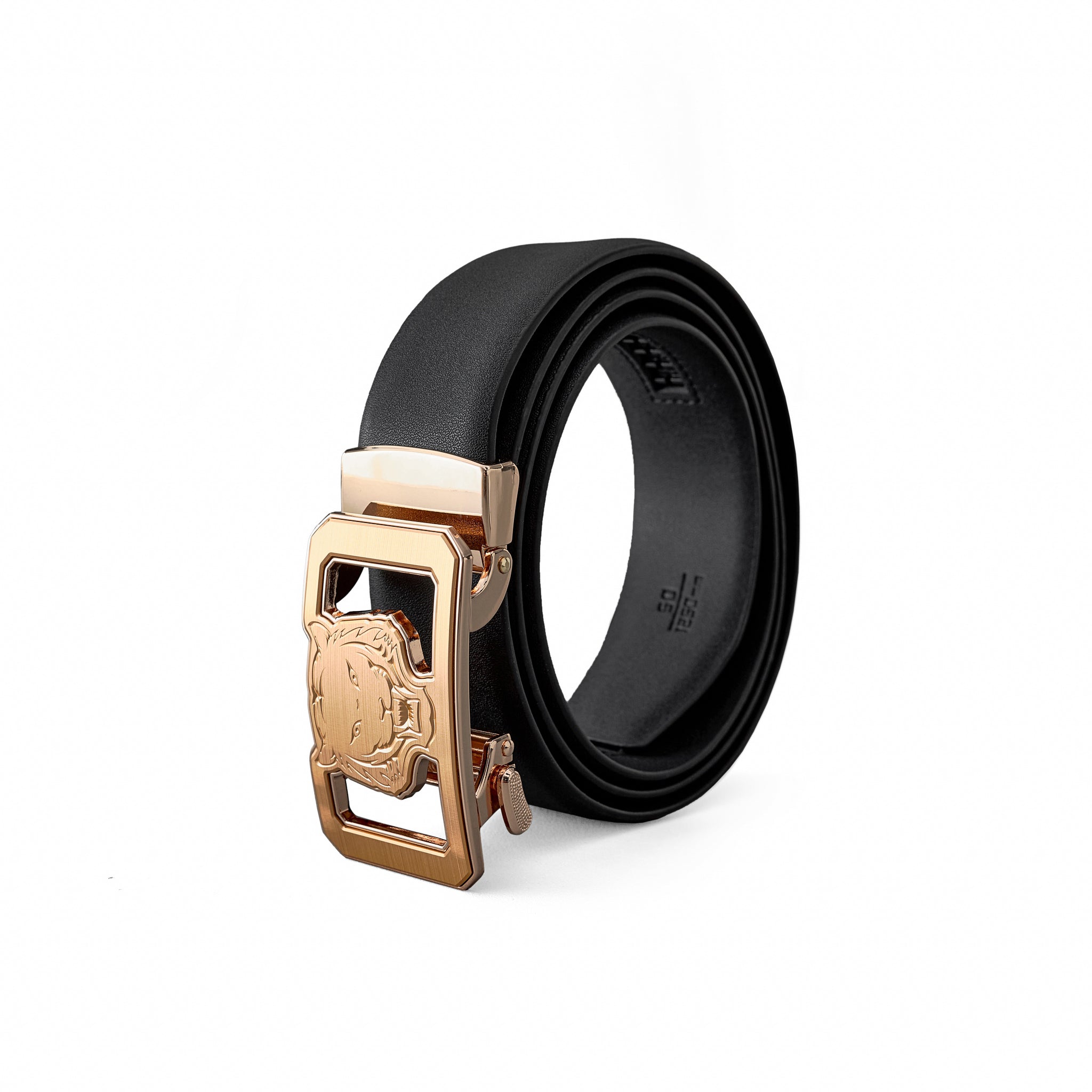 Flat Leather Lion Auto BKL Belt – Gold Ed. GOLD/BLACK