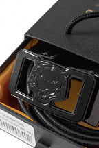 Pebbled Leather Lion Auto BKL Belt – Gunmetal GUN/BLACK