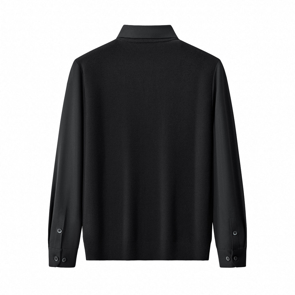 Lustre Knit LS Polo BLACK/BLACK