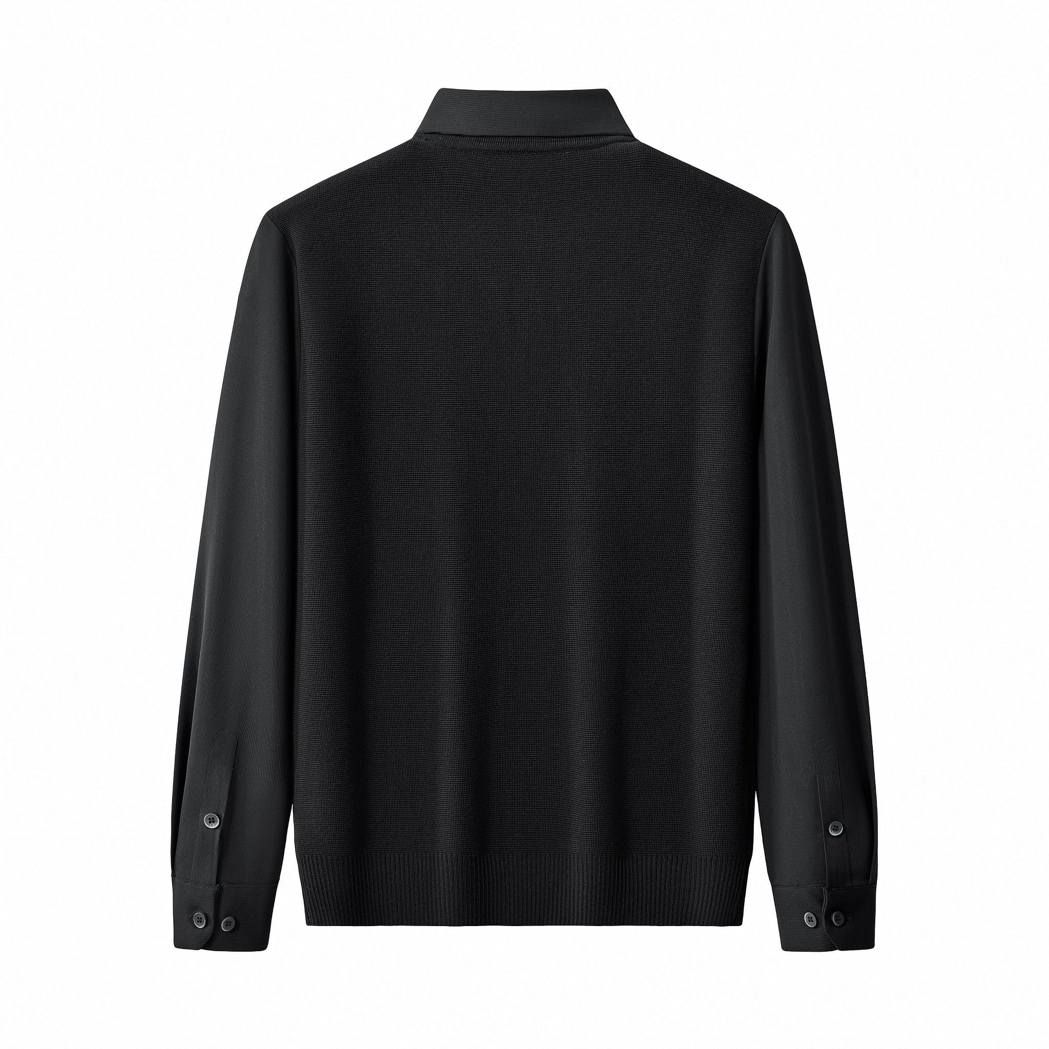 Lustre Knit LS Polo BLACK/BLACK