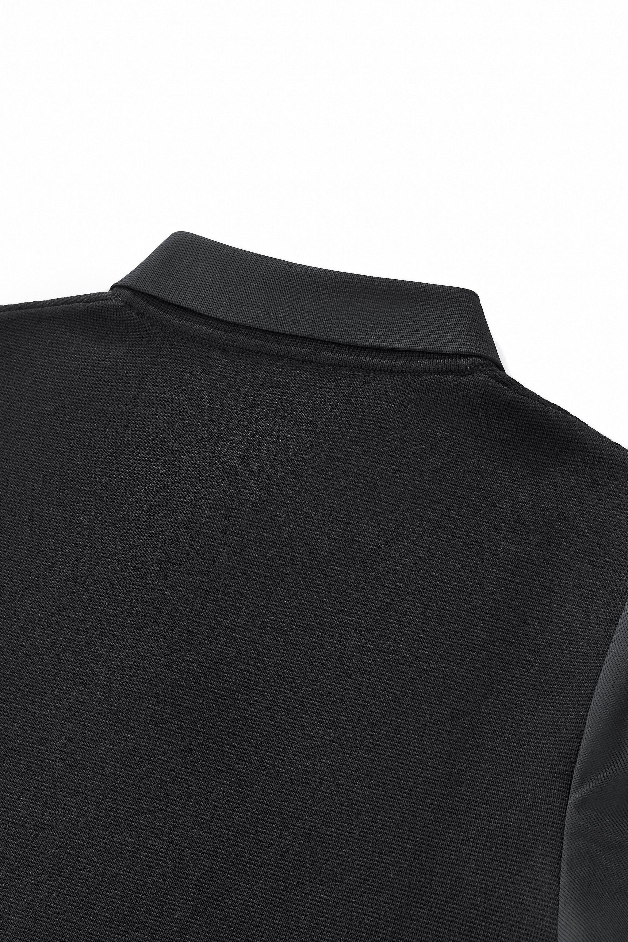 Lustre Knit LS Polo BLACK/BLACK