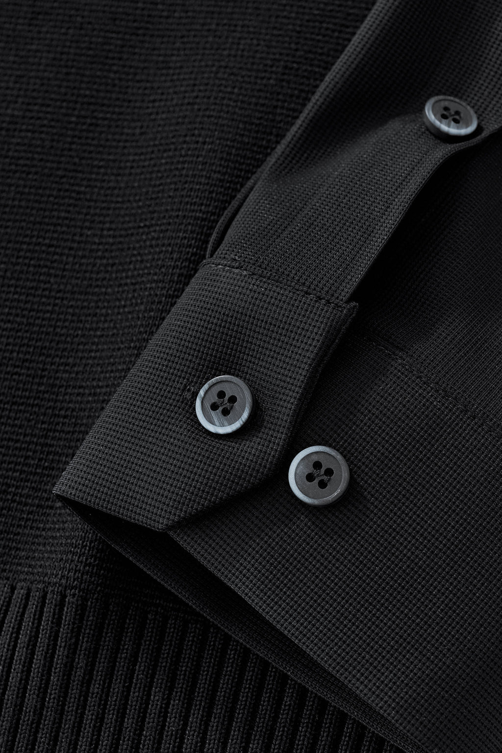 Lustre Knit LS Polo BLACK/BLACK