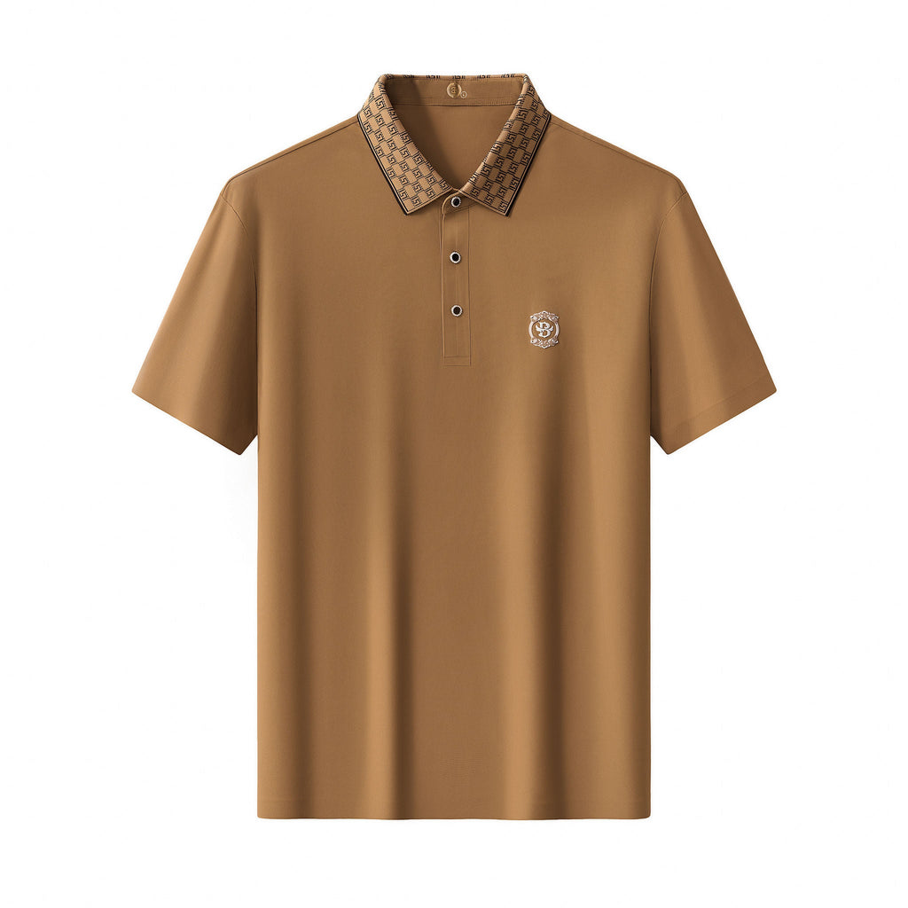 Monogram Trim Performance Polo - El baron KHAKI