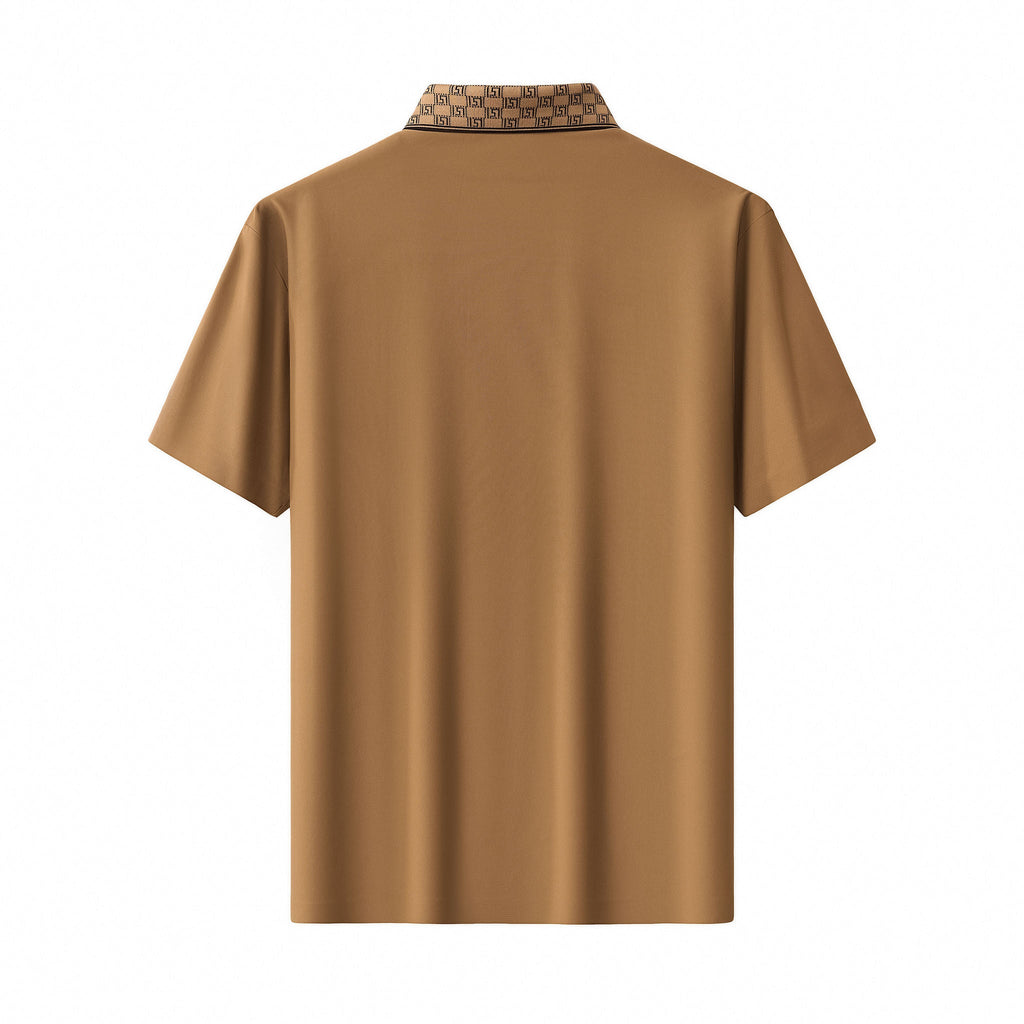 Monogram Trim Performance Polo - El baron KHAKI