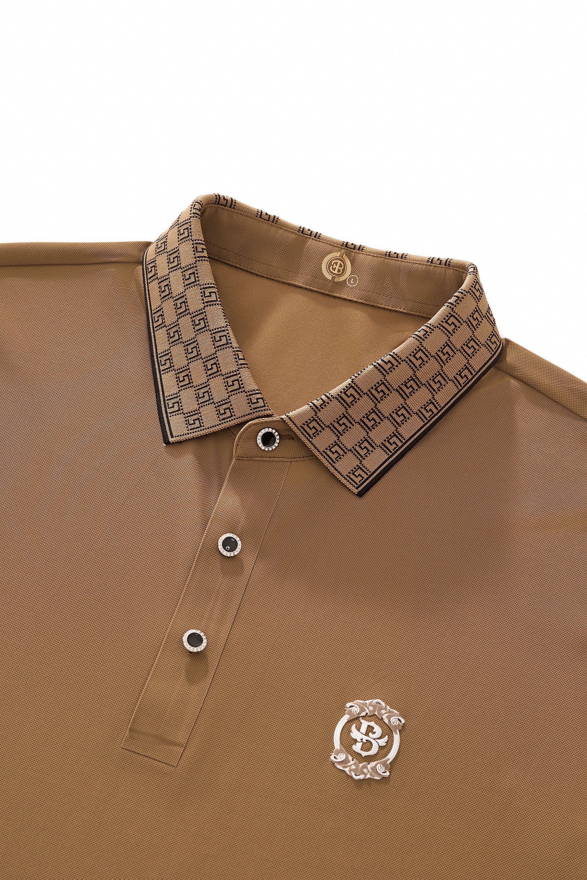 Monogram Trim Performance Polo - El baron KHAKI