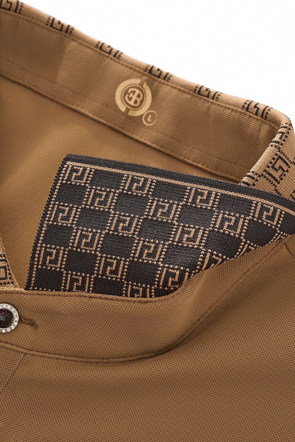 Monogram Trim Performance Polo - El baron KHAKI