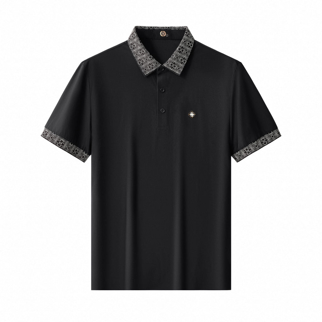 Pattern Trim Performance Polo – El Baron BLACK