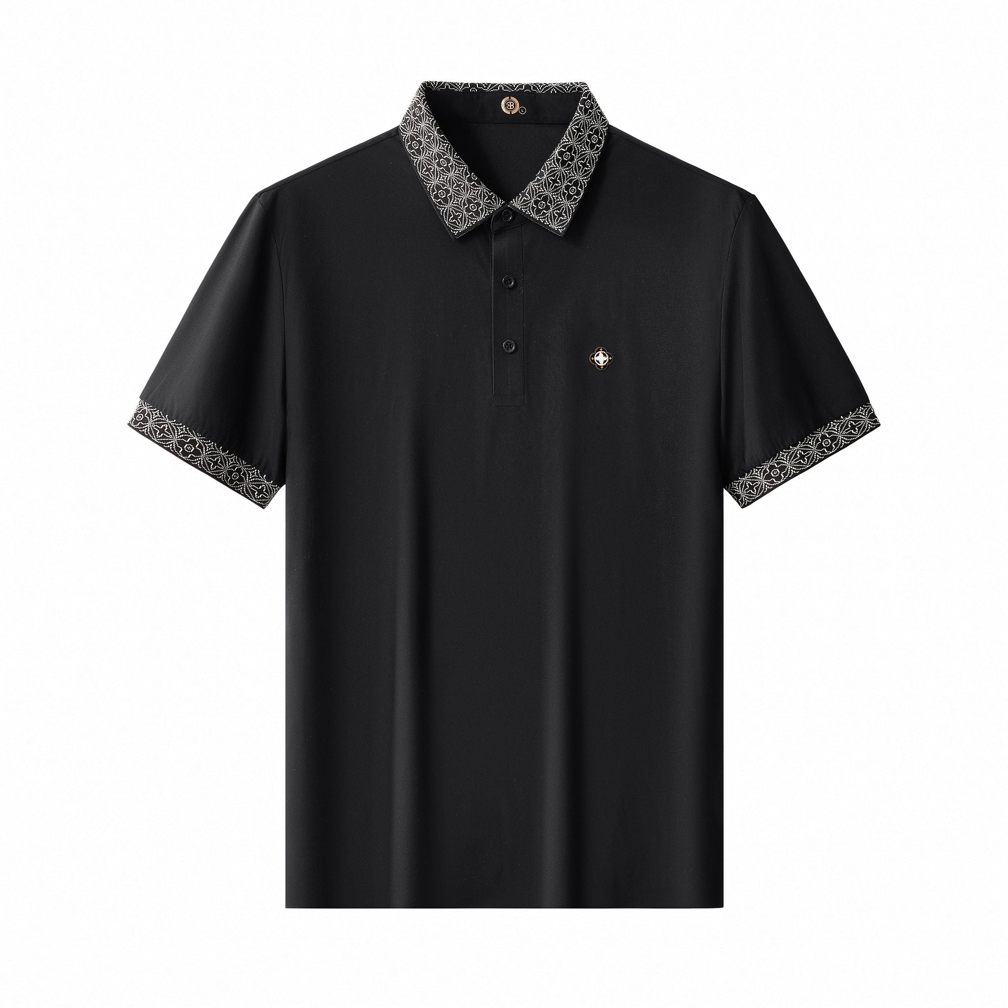 Pattern Trim Performance Polo – El Baron BLACK