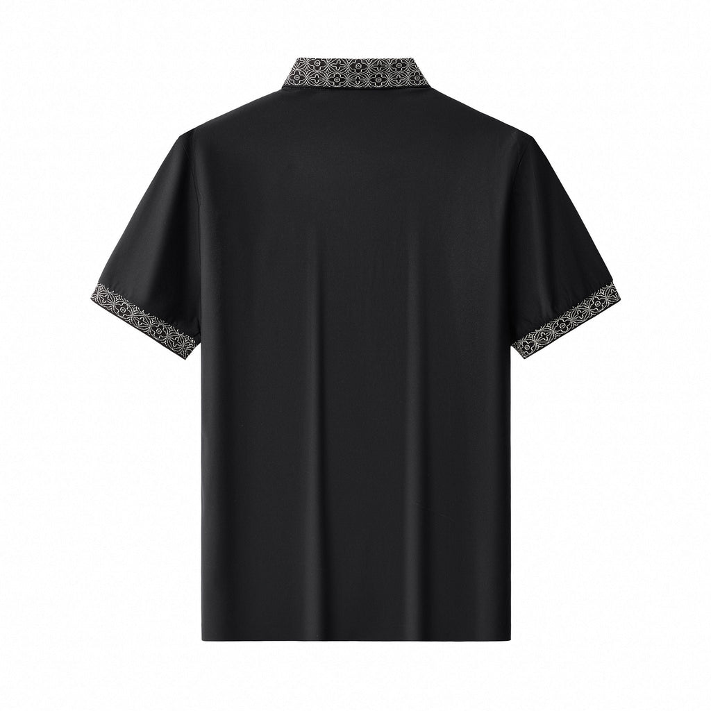 Pattern Trim Performance Polo – El Baron BLACK