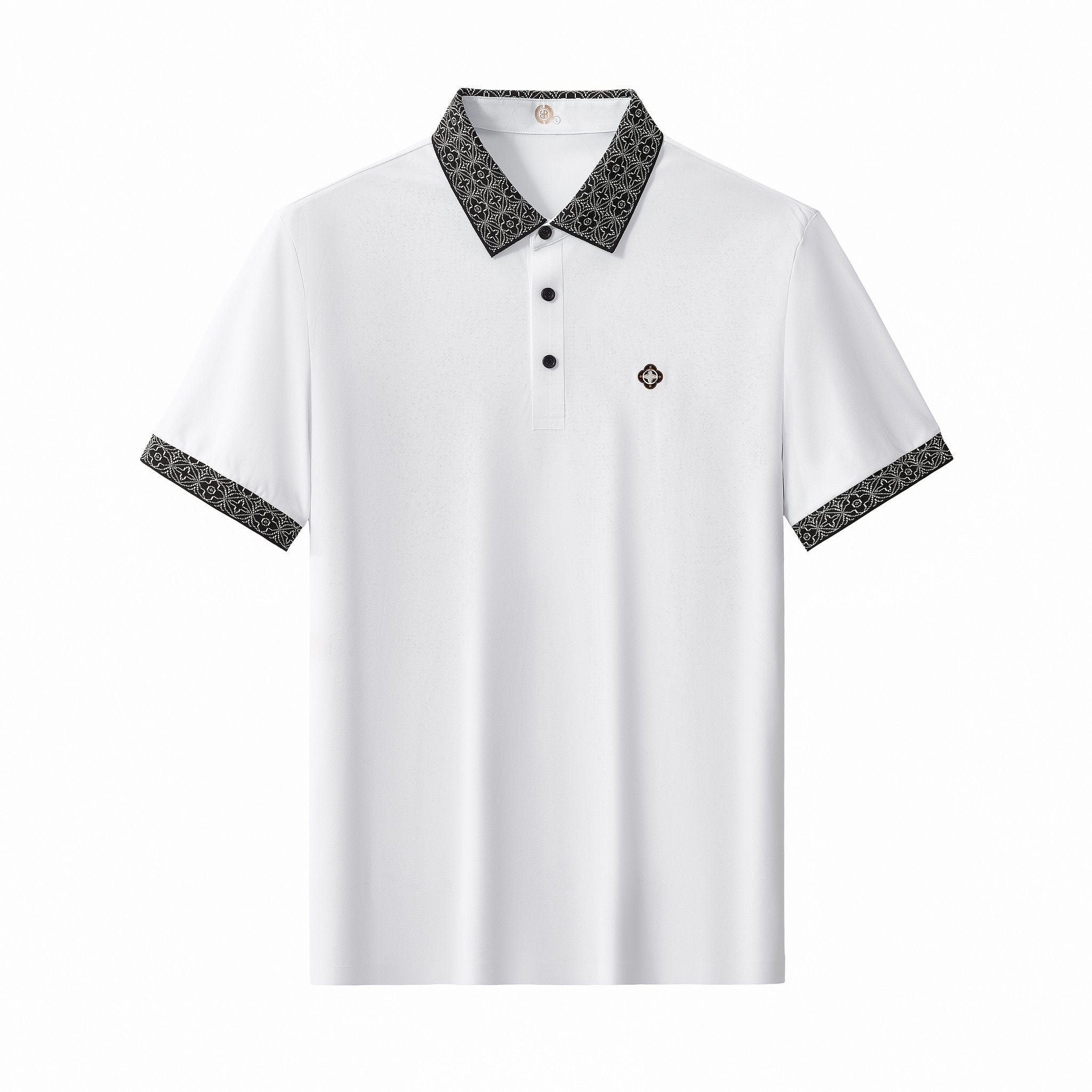 Pattern Trim Performance Polo – El Baron WHITE