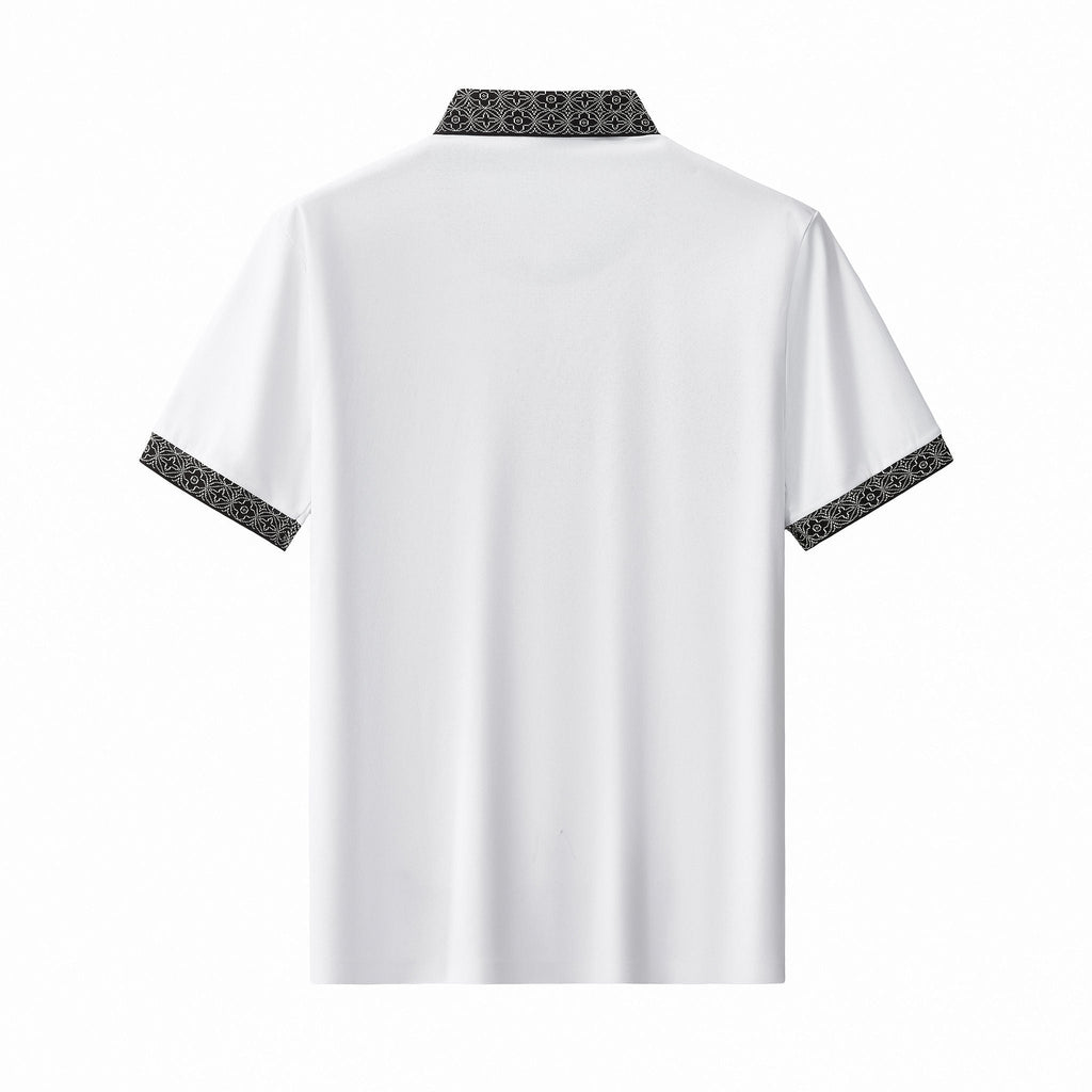 Pattern Trim Performance Polo – El Baron WHITE