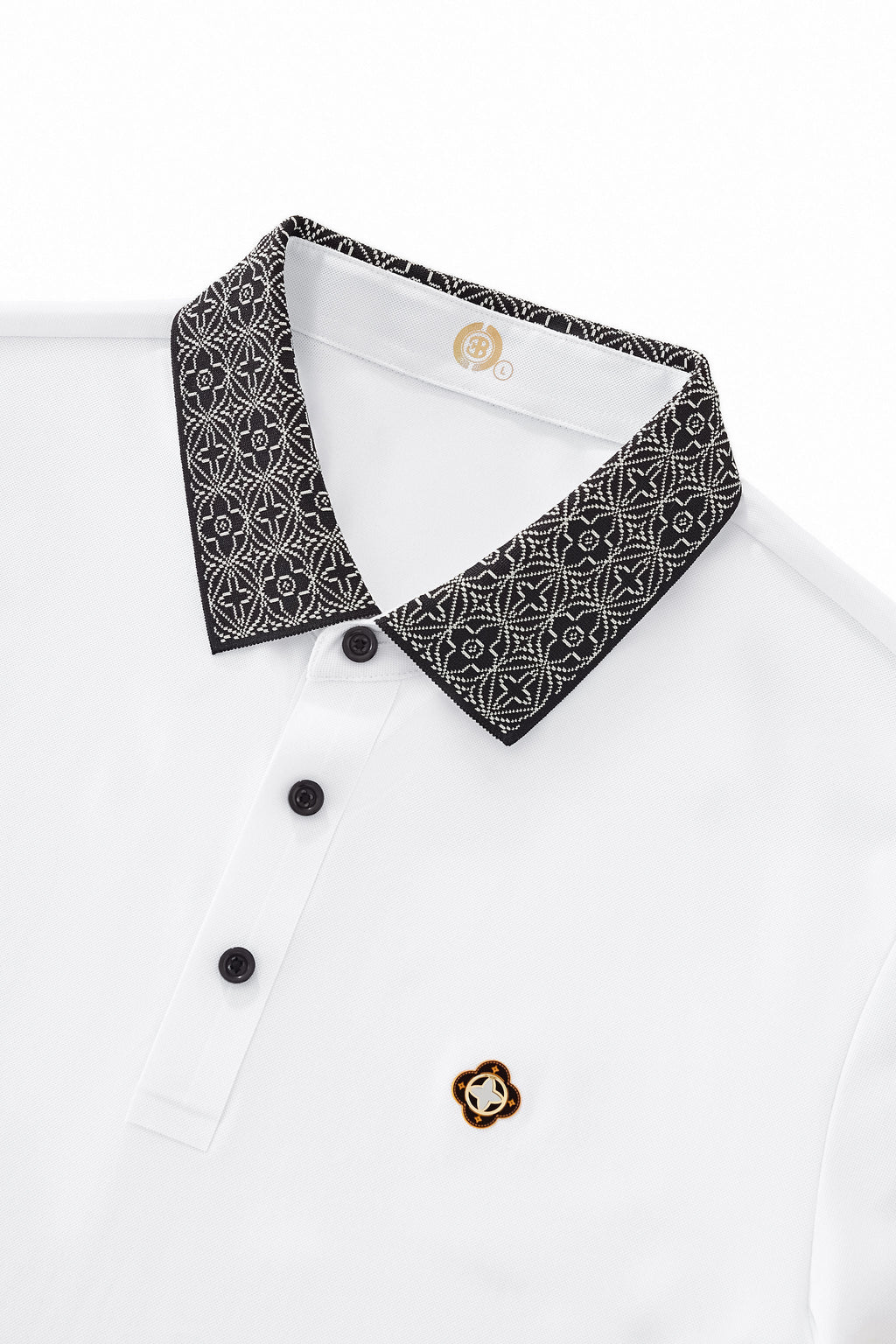 Pattern Trim Performance Polo – El Baron WHITE