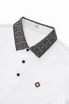 Pattern Trim Performance Polo – El Baron WHITE