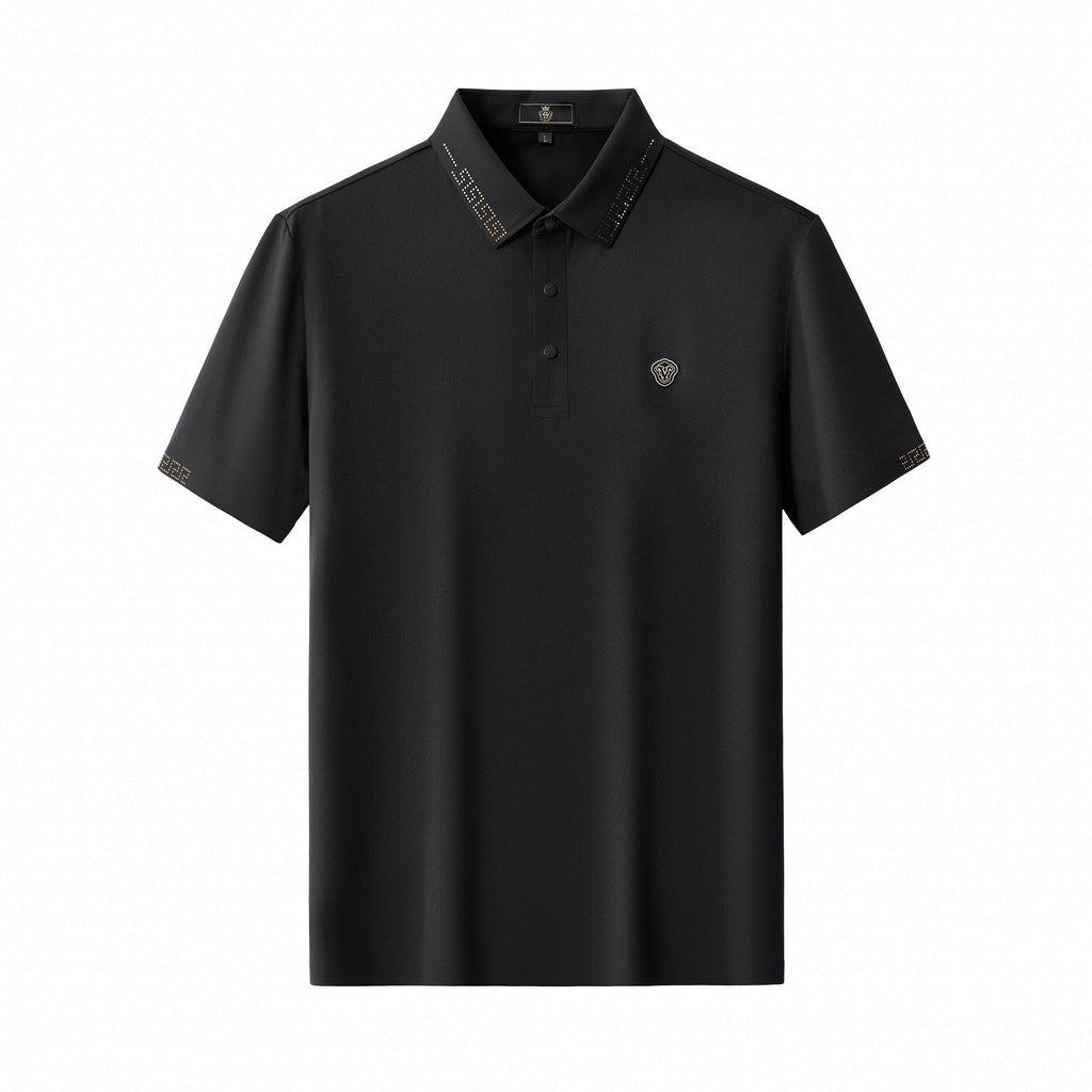 Perforated Collar Performance Polo – El Baron BLACK/GOLD