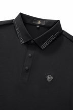 Perforated Collar Performance Polo – El Baron BLACK/SILVER
