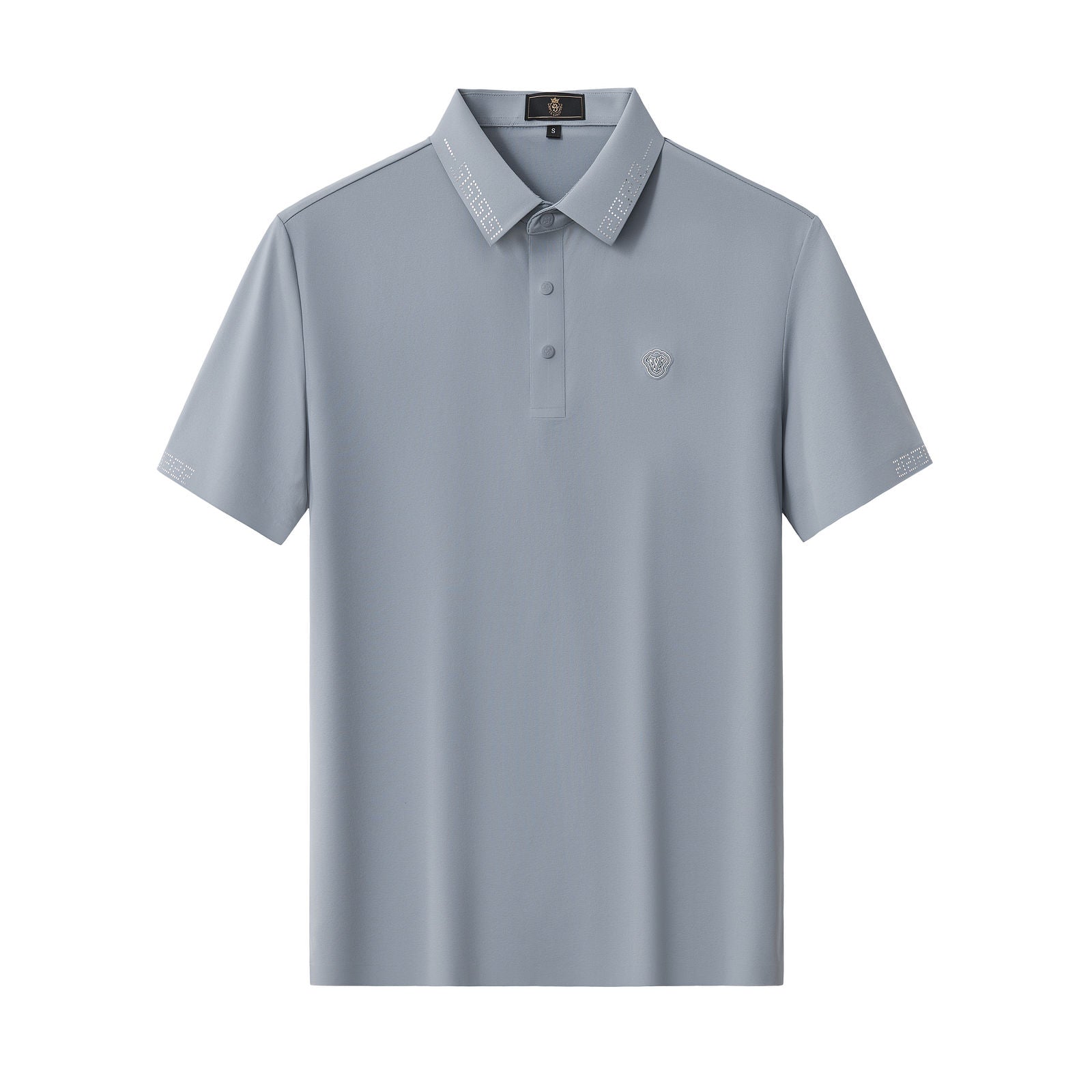 Perforated Collar Performance Polo – El Baron GREY/SILVER