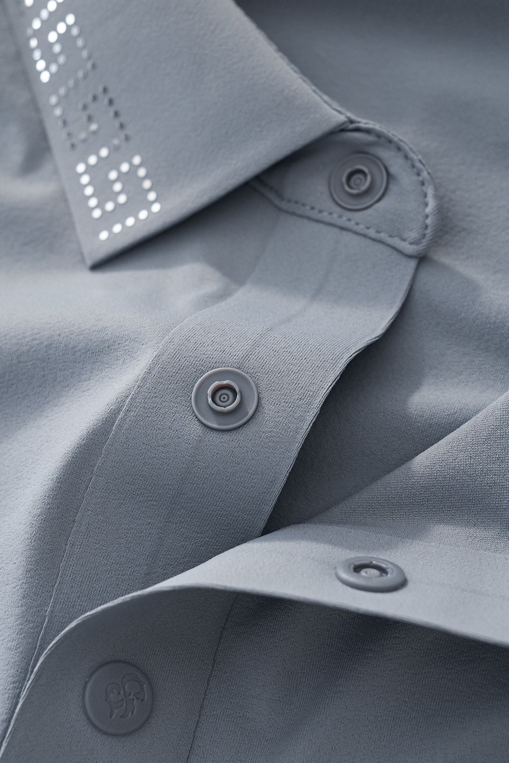 Perforated Collar Performance Polo – El Baron GREY/SILVER