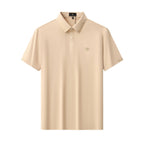 Perforated Collar Performance Polo – El Baron KHAKI/GOLD