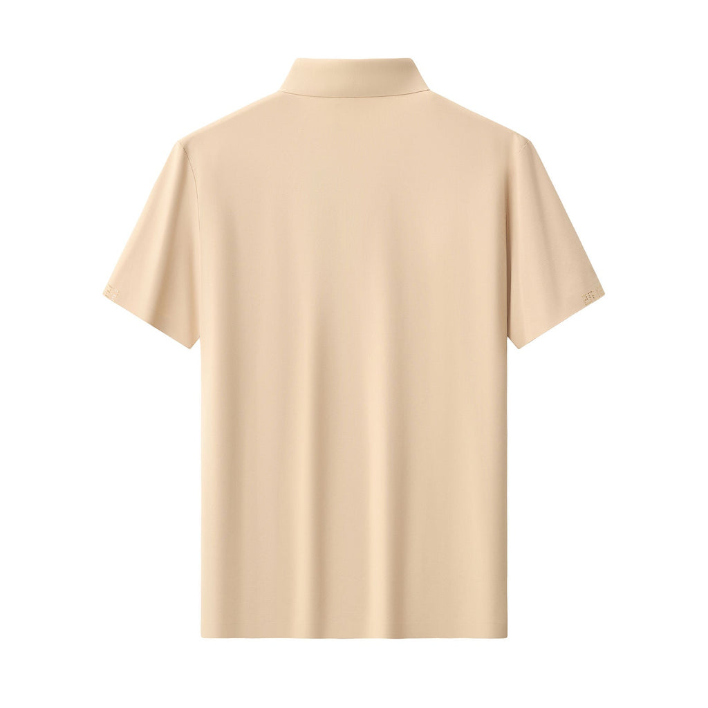 Perforated Collar Performance Polo – El Baron KHAKI/GOLD