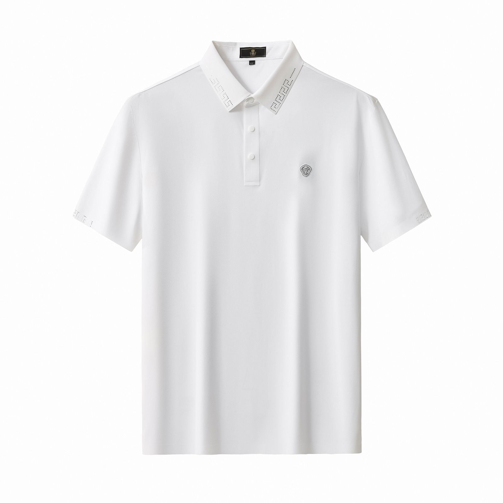 Perforated Collar Performance Polo – El Baron WHITE/SILVER