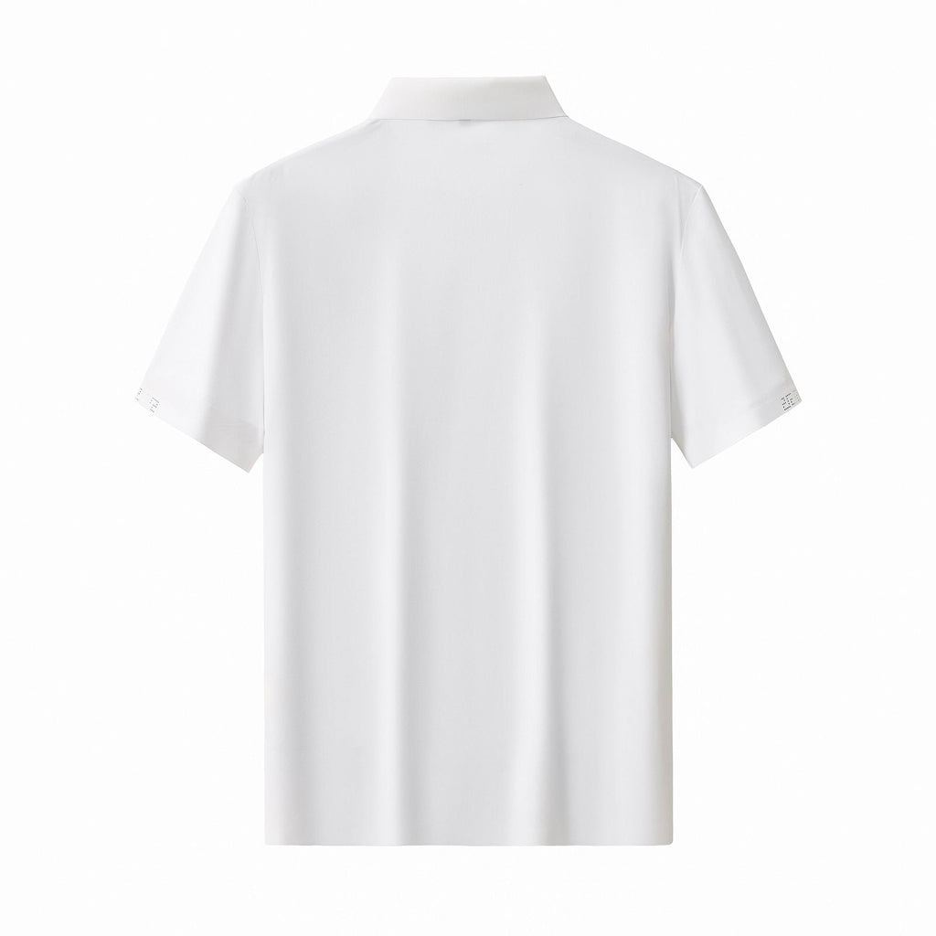 Perforated Collar Performance Polo – El Baron WHITE/SILVER