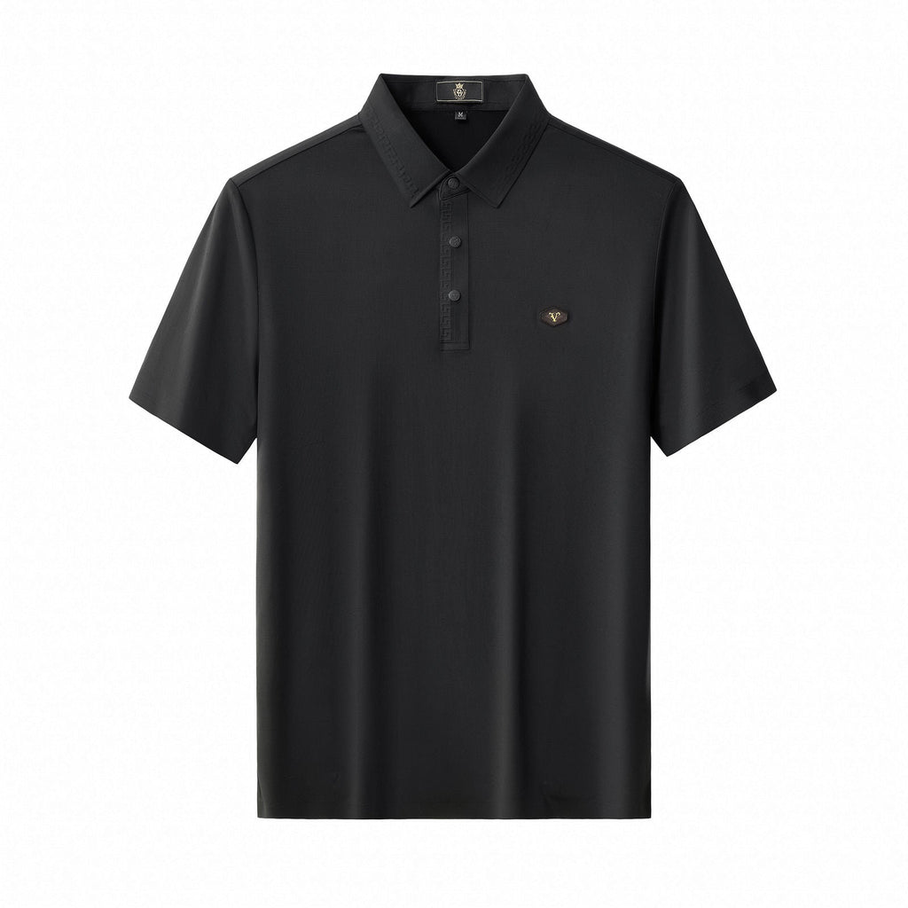 Embossed Placket Performance Polo – El Baron BLACK