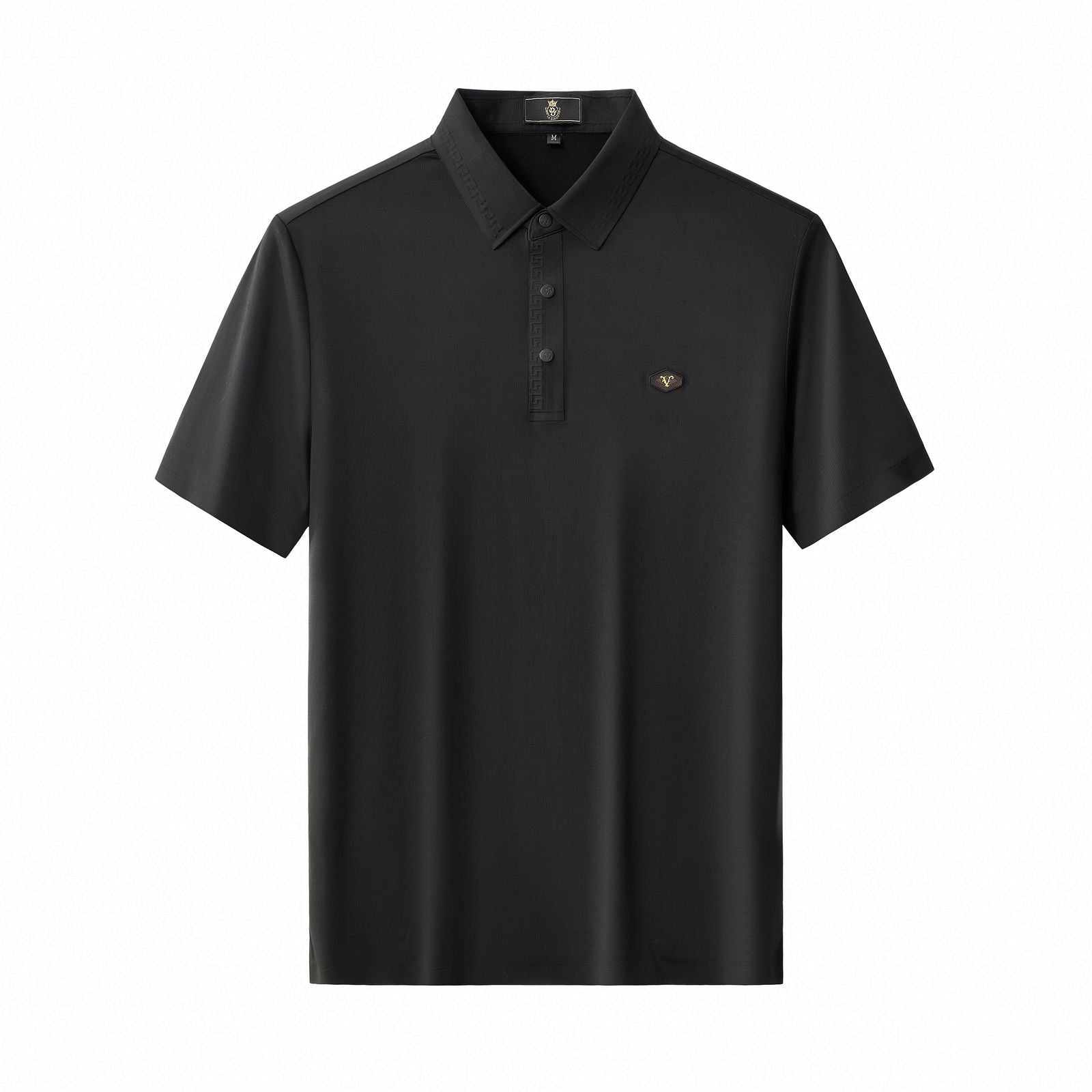 Embossed Placket Performance Polo – El Baron BLACK