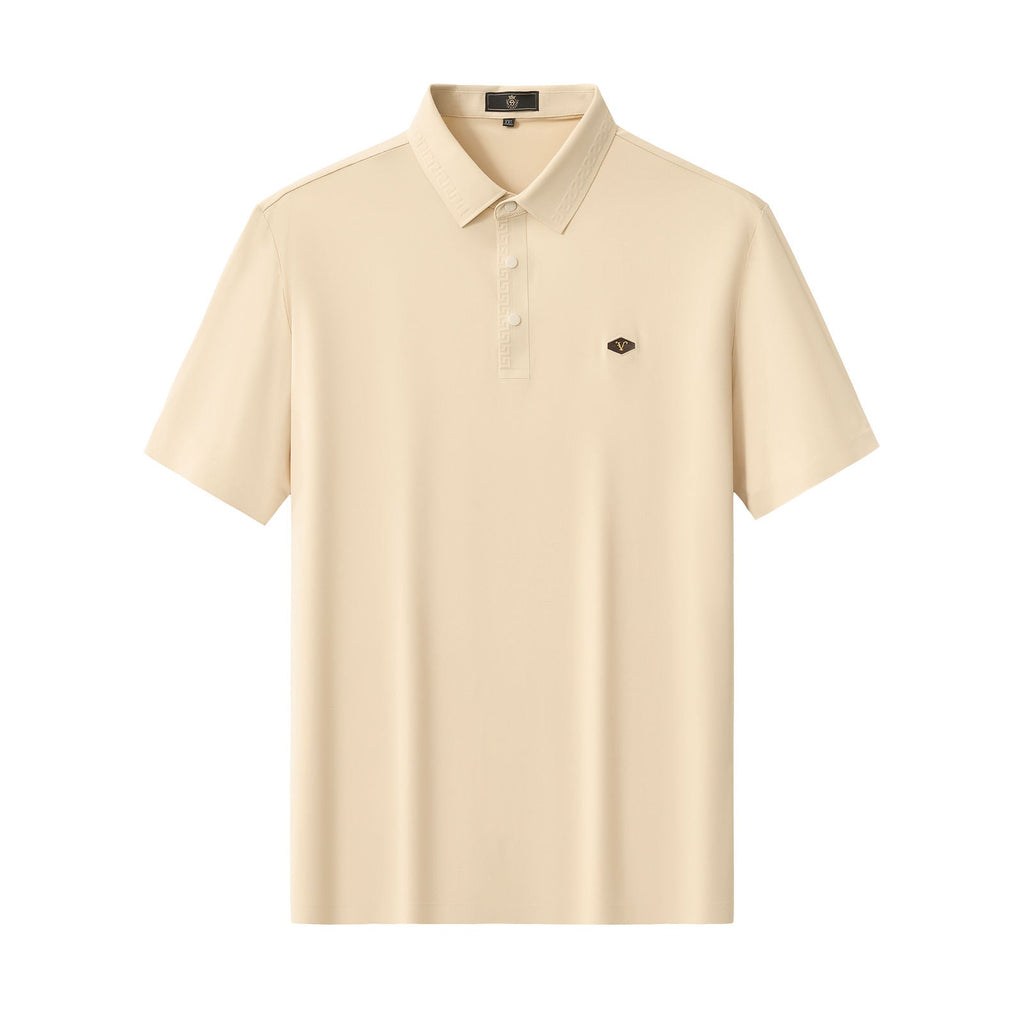 Embossed Placket Performance Polo – El Baron KHAKI