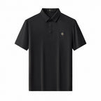 Textured Collar Performance Polo – El Baron BLACK