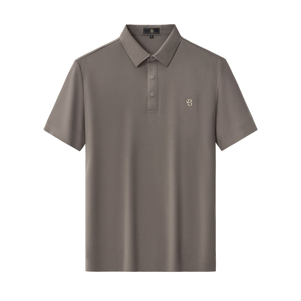 Textured Collar Performance Polo – El Baron KHAKI
