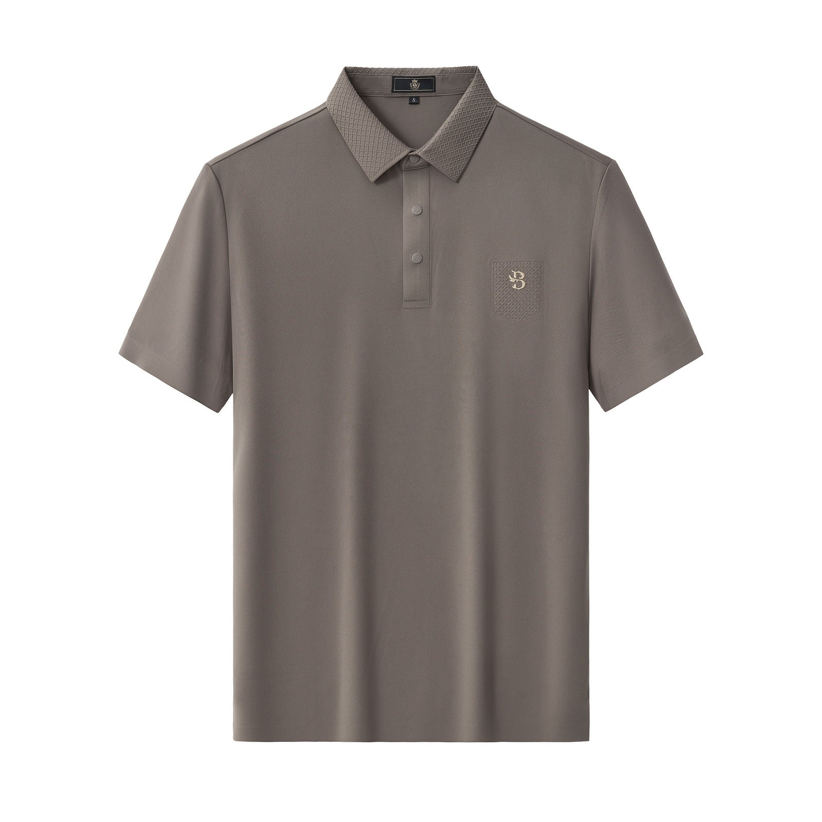 Textured Collar Performance Polo – El Baron KHAKI