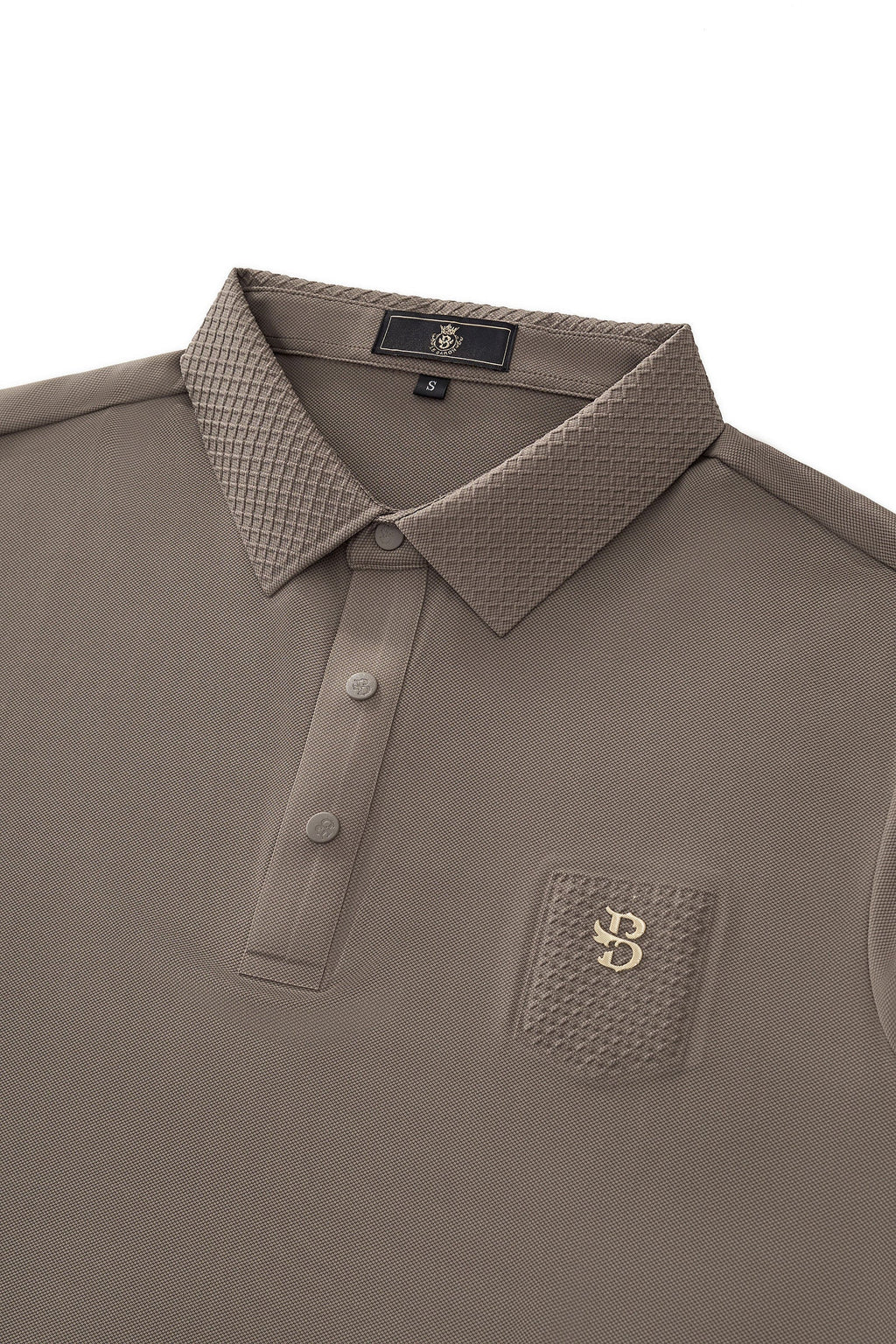 Textured Collar Performance Polo – El Baron KHAKI