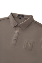 Textured Collar Performance Polo – El Baron KHAKI