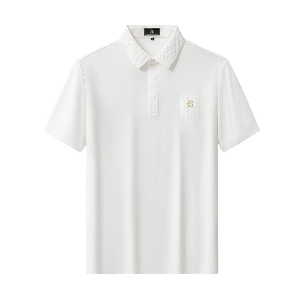 Textured Collar Performance Polo – El Baron WHITE